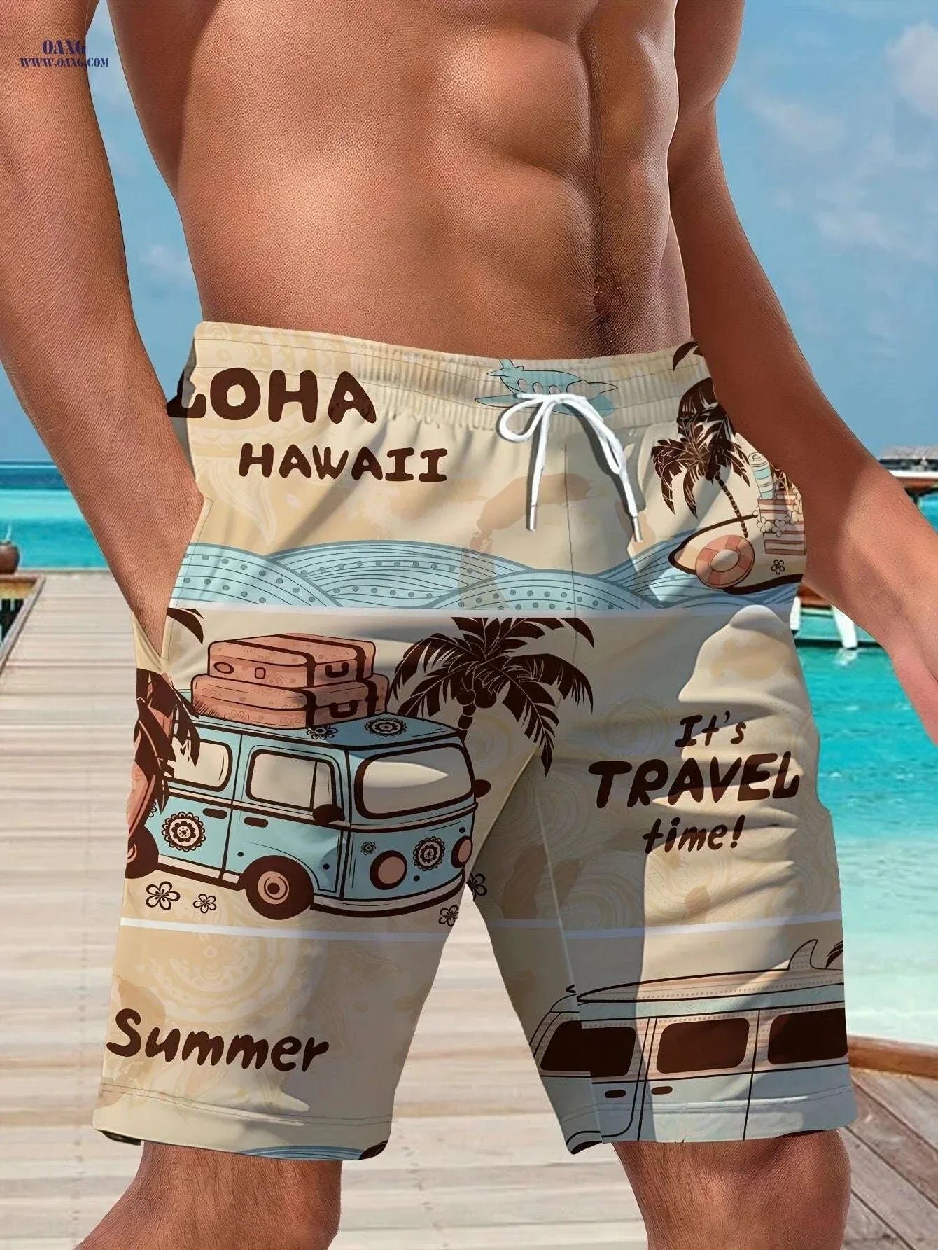 Stylish Hawaiian Beach Shorts for Men - Lightweight & Quick-Dry