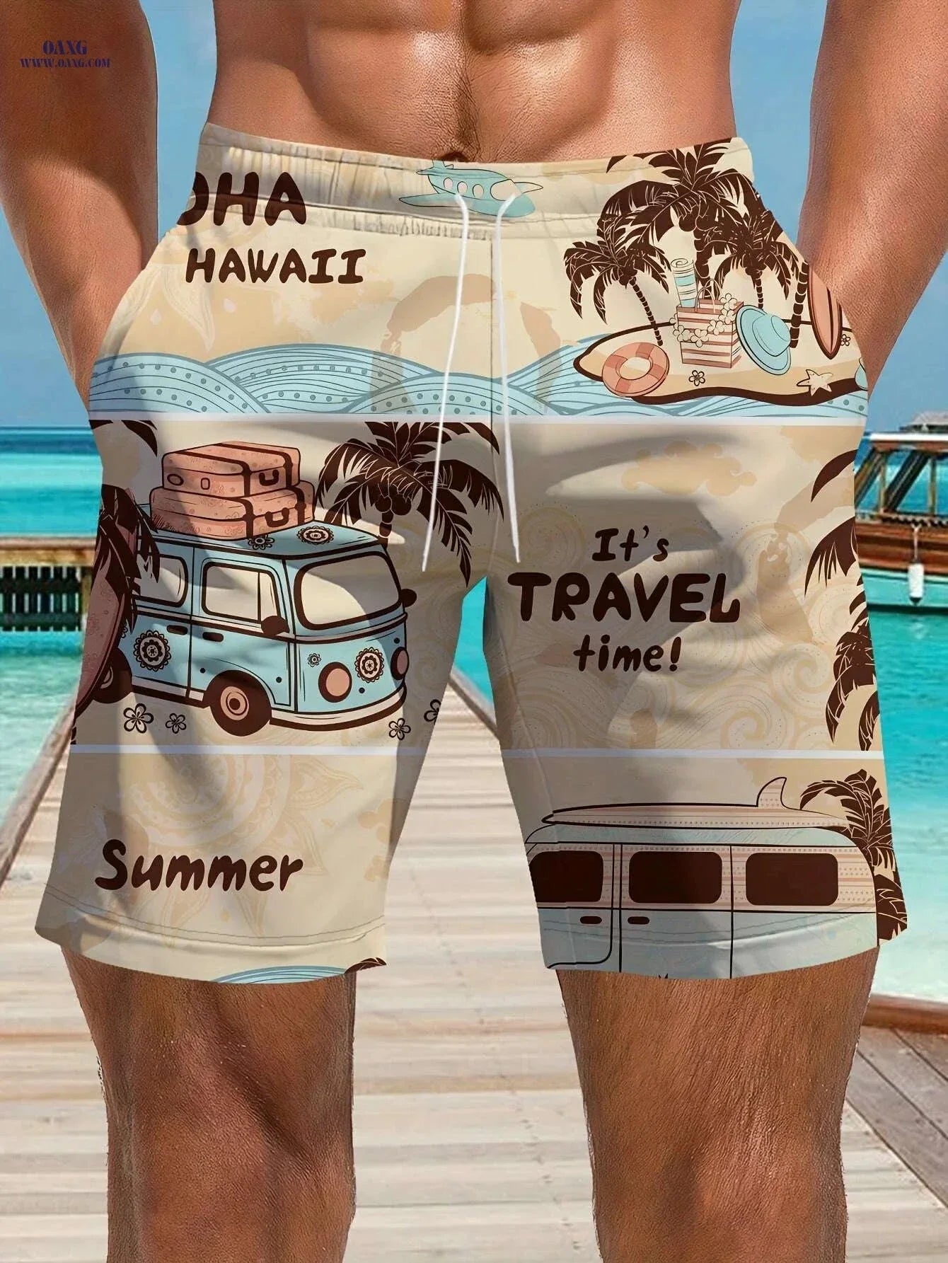 Stylish Hawaiian Beach Shorts for Men - Lightweight & Quick-Dry