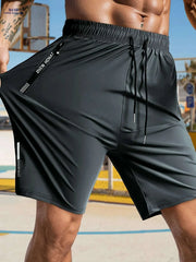 Stylish High-Stretch Men's Casual Shorts - Drawstring & Zipper Pockets