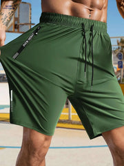 Stylish High-Stretch Men's Casual Shorts - Drawstring & Zipper Pockets