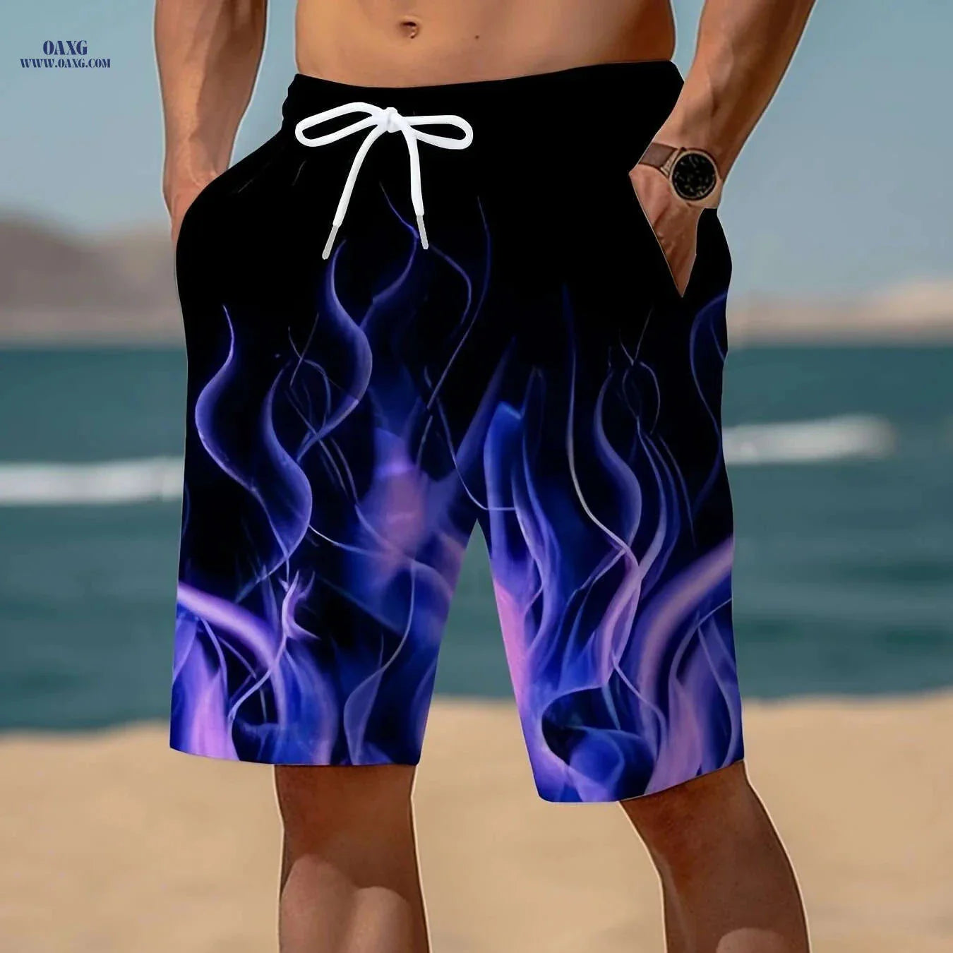 Stylish Men's 3D Fire Print Shorts - Quick-Dry, Casual & Comfortable