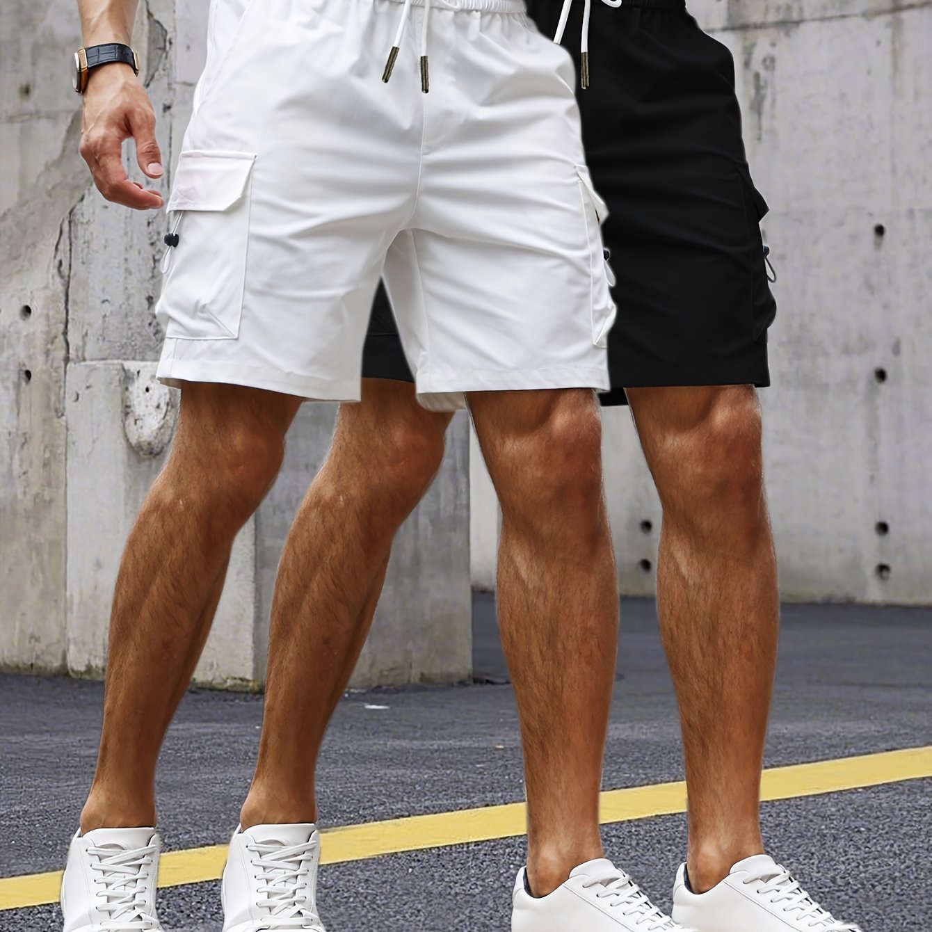 Stylish Men's Cargo Shorts - Set of 2 with 3D Pockets