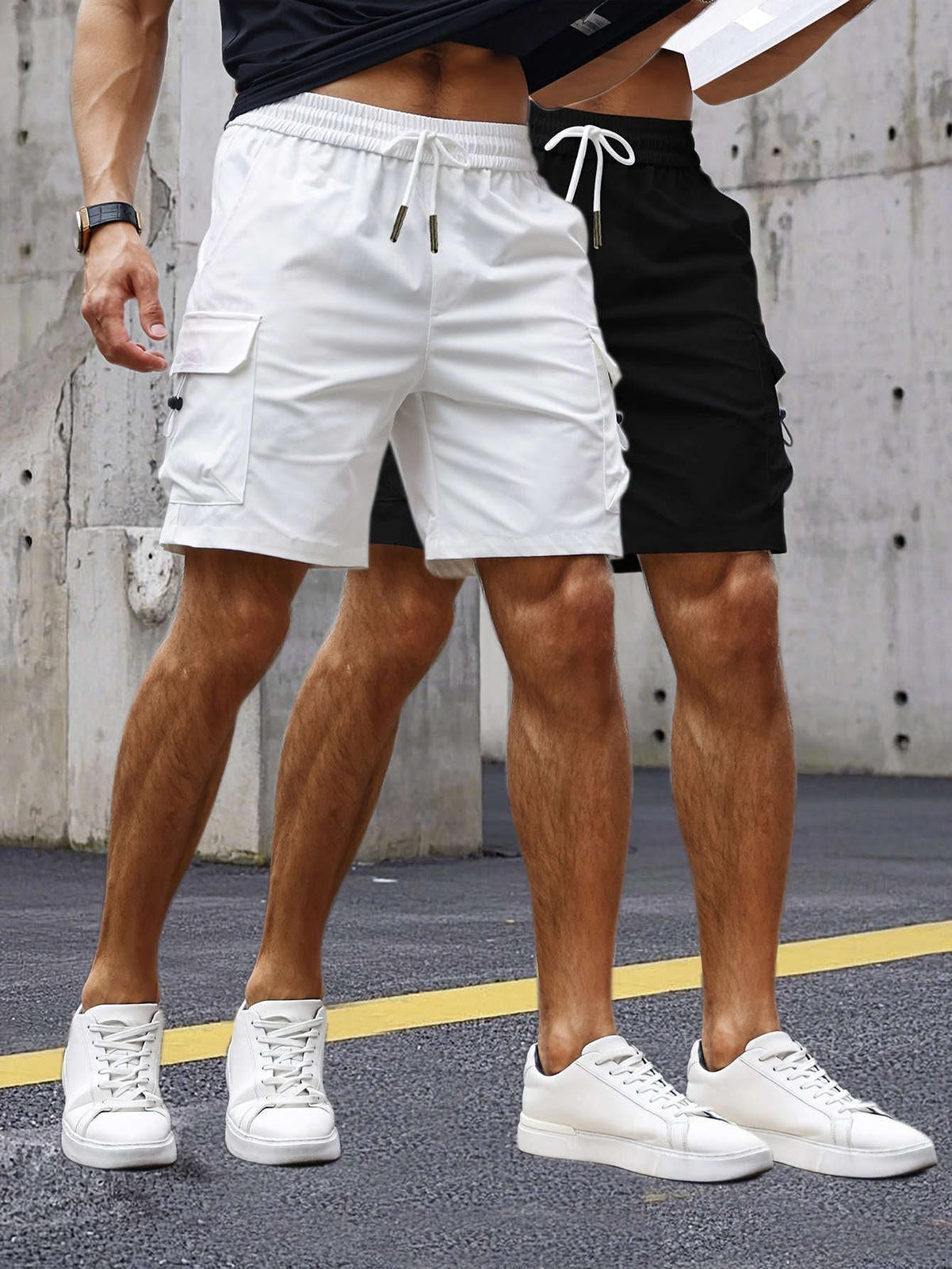 Stylish Men's Cargo Shorts - Set of 2 with 3D Pockets