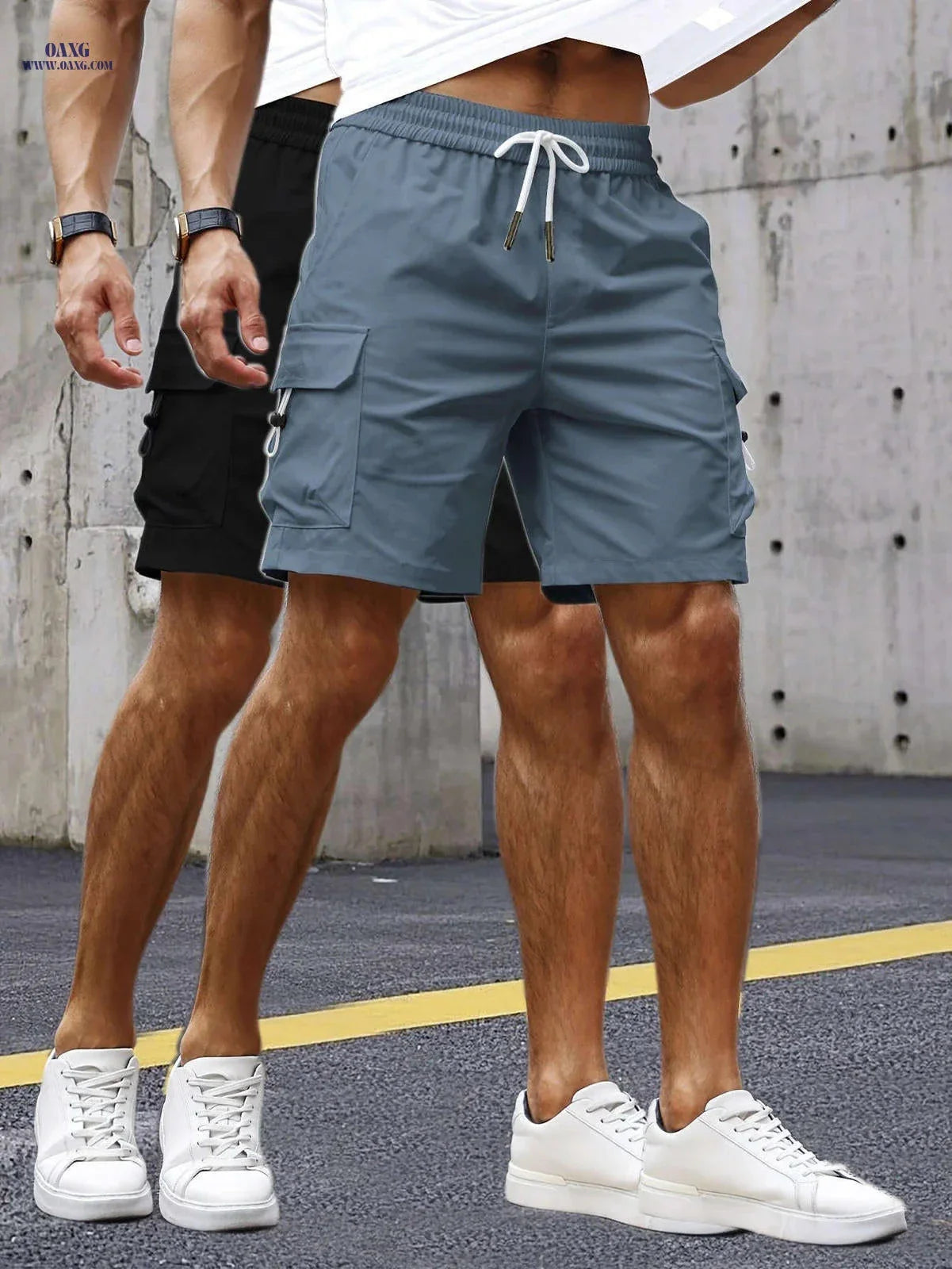 Stylish Men's Cargo Shorts - Set of 2 with 3D Pockets