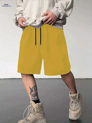 Stylish Men's Solid Color Shorts - Casual Drawstring Pocket Design