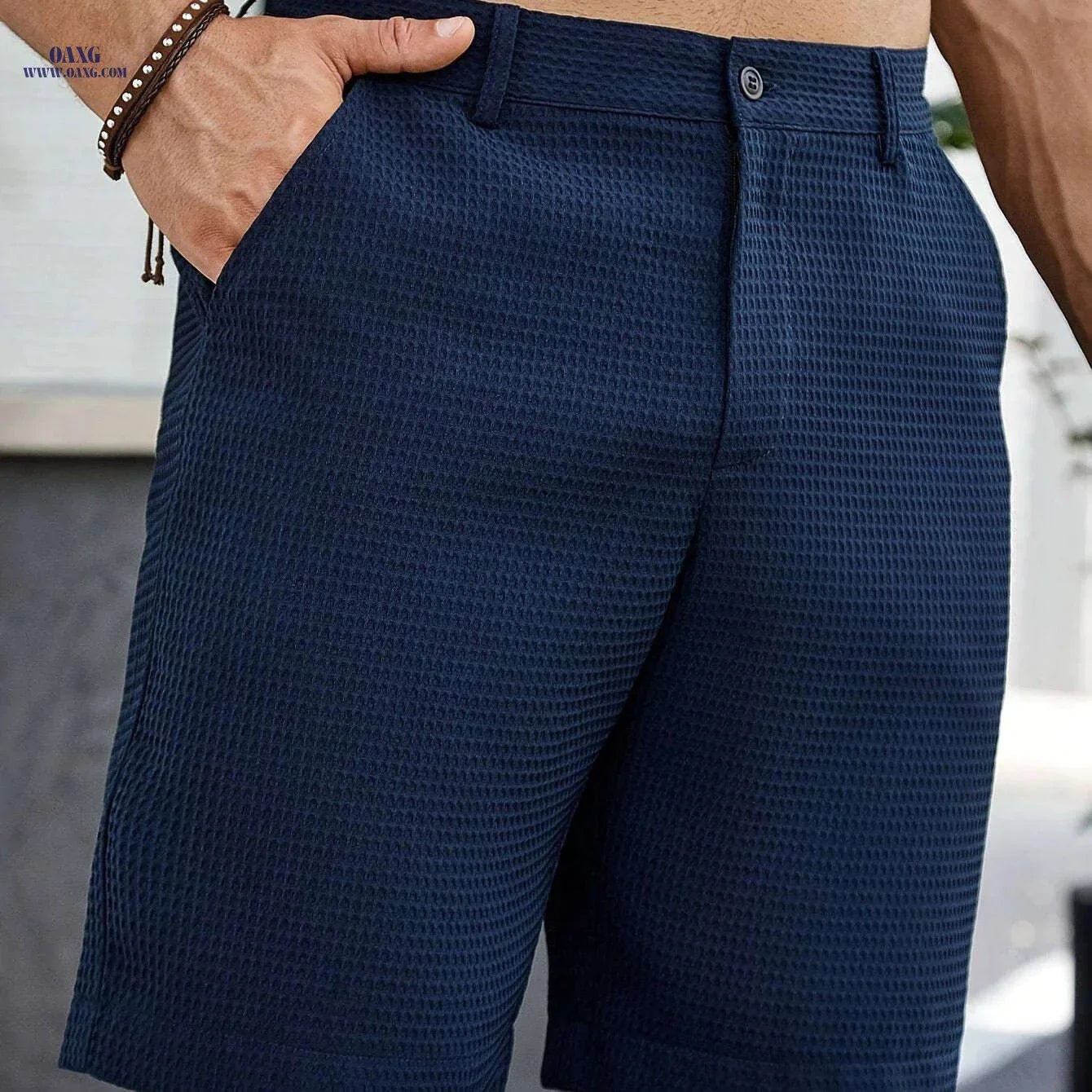 Summer Men’s Bermuda Shorts - Casual Solid Color with Pockets