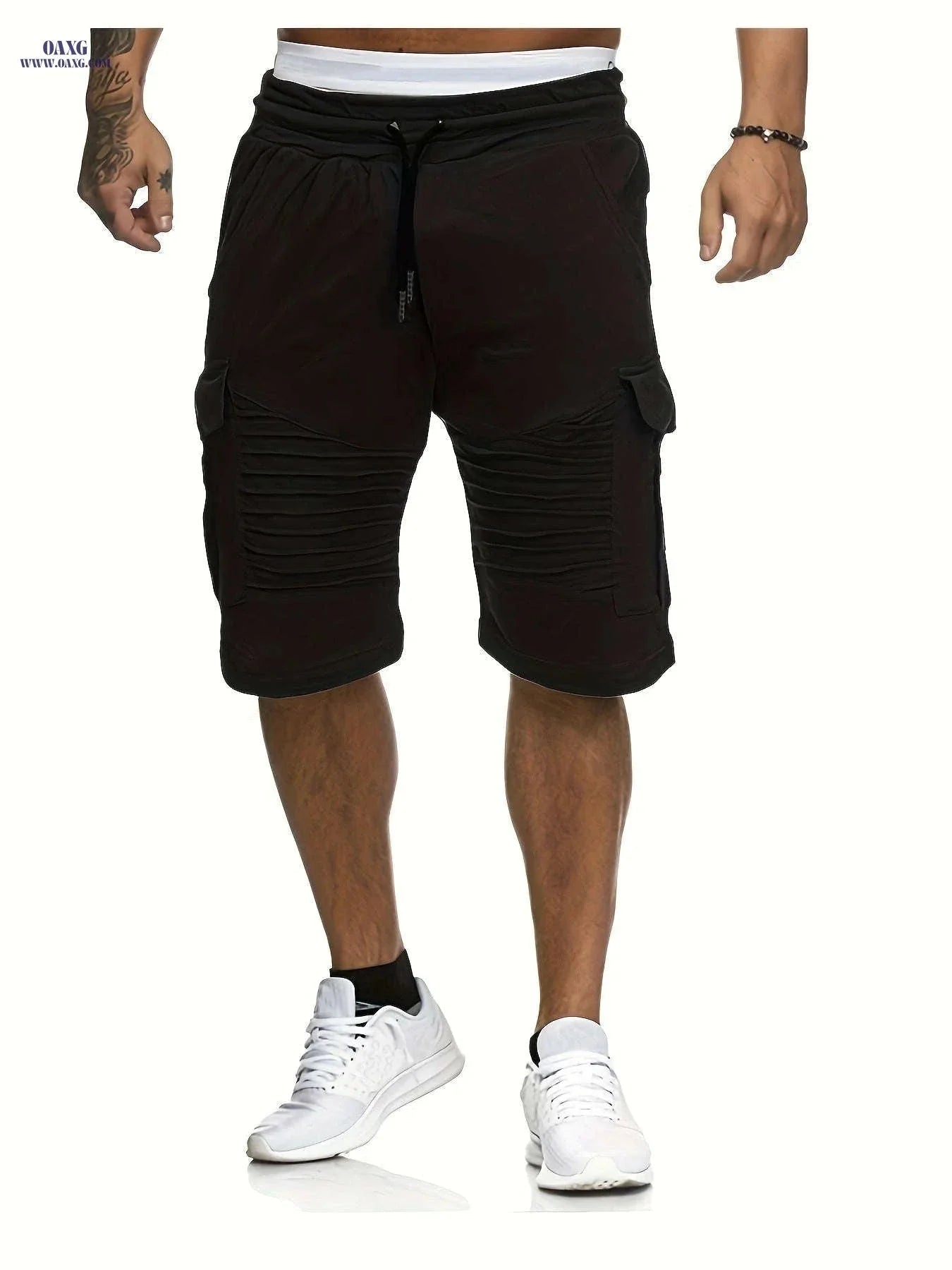 Summer Men's Casual Shorts - Striped Athletic Fit with Pockets