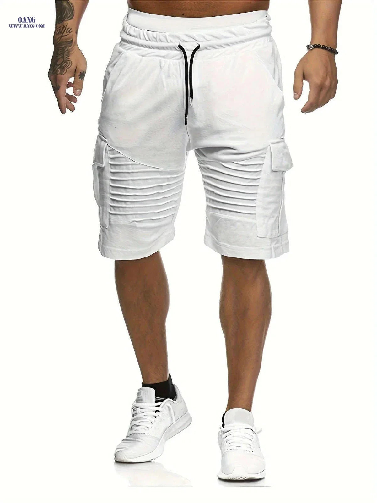 Summer Men's Casual Shorts - Striped Athletic Fit with Pockets