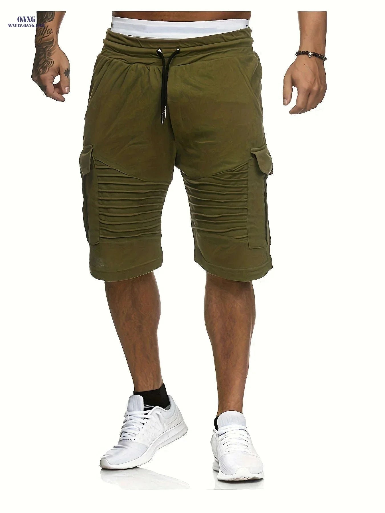 Summer Men's Casual Shorts - Striped Athletic Fit with Pockets