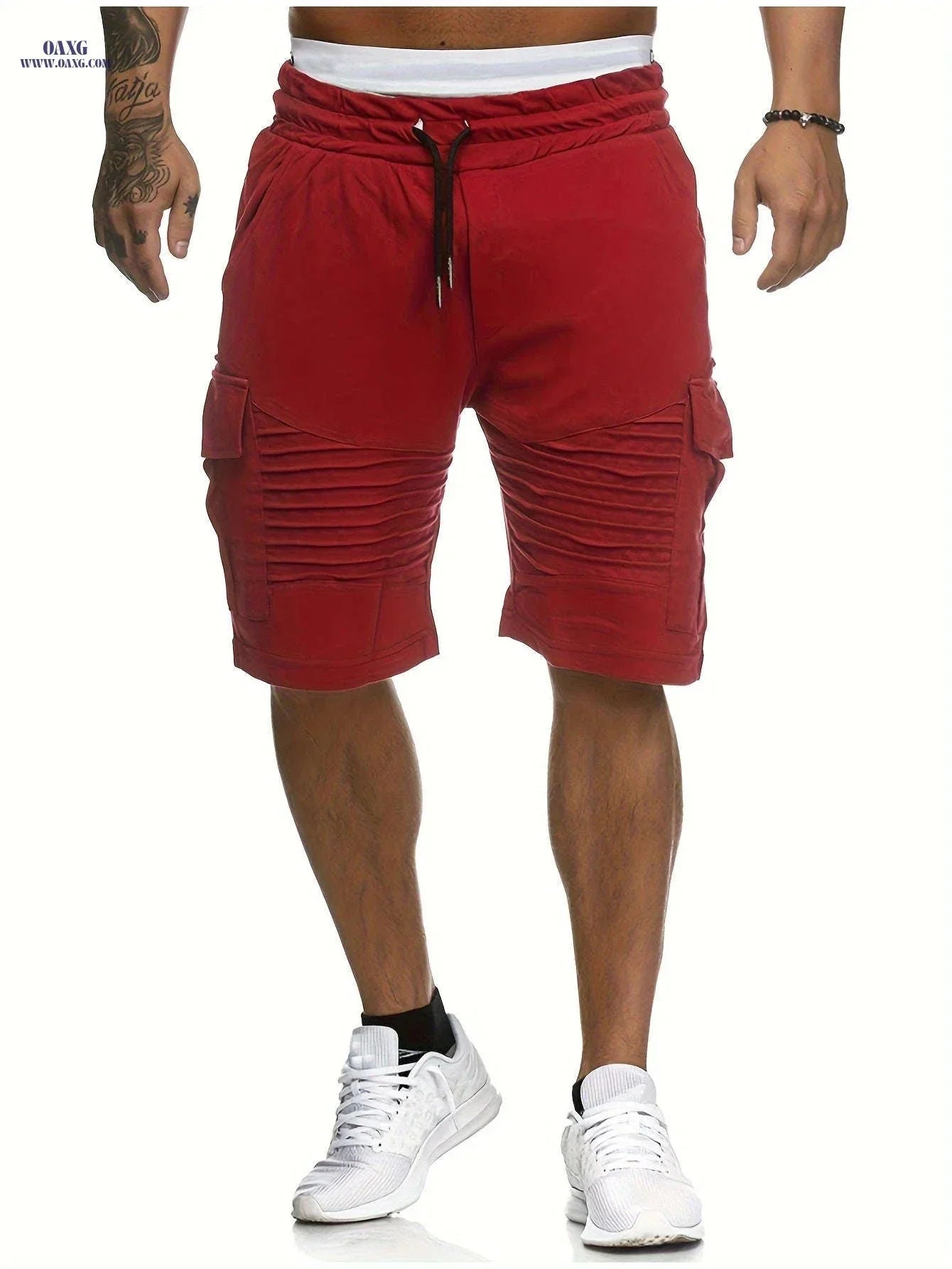 Summer Men's Casual Shorts - Striped Athletic Fit with Pockets