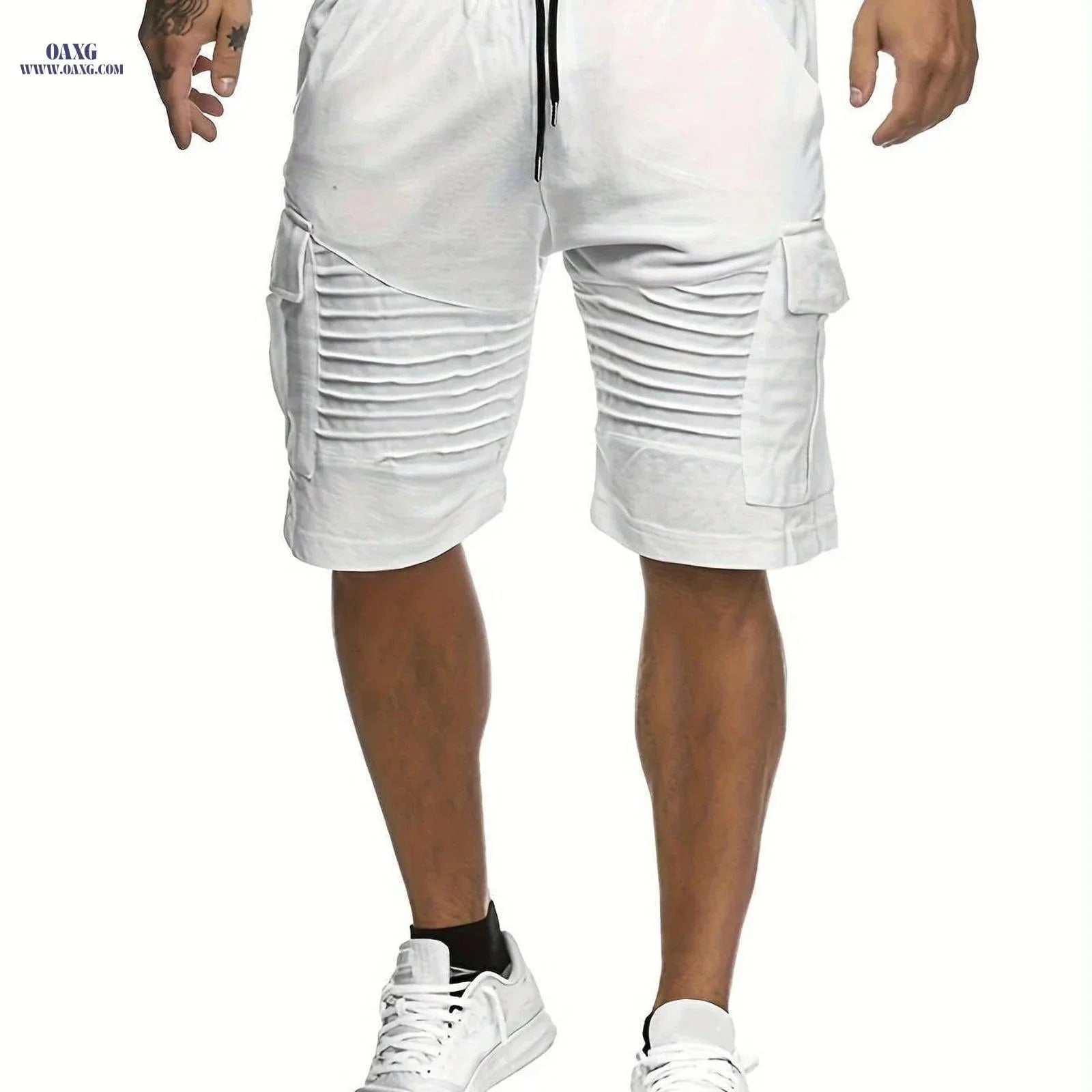 Summer Men's Casual Shorts - Striped Athletic Fit with Pockets