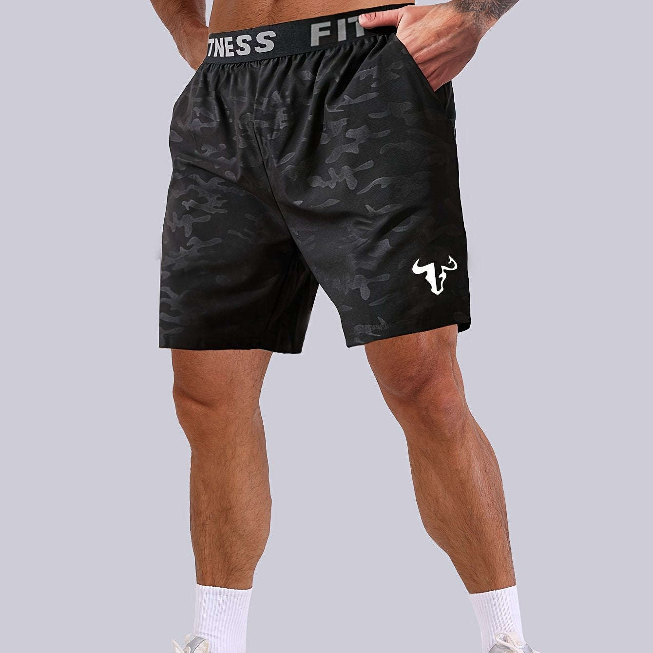 Summer Bull Print Casual Shorts - Men's Sports All-Over Print