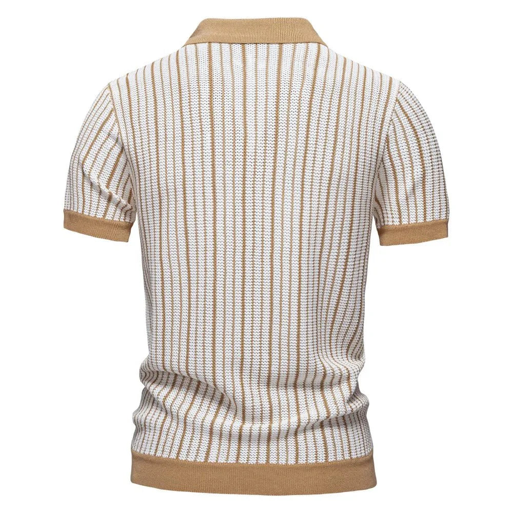 Summer New European and American Men's Short-sleeved Twill Yarn Dyed Striped Fashion Casual for Shirt