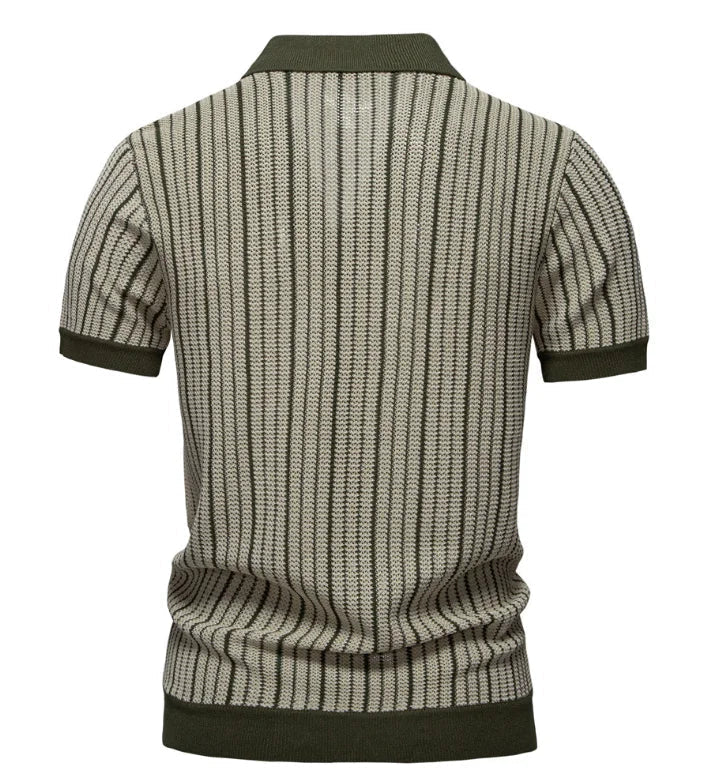 Summer New European and American Men's Short-sleeved Twill Yarn Dyed Striped Fashion Casual for Shirt
