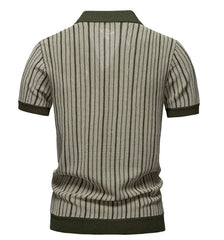 Summer New European and American Men's Short-sleeved Twill Yarn Dyed Striped Fashion Casual for Shirt