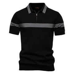 Summer New Lapel POLO Shirt Fashion Striped Men's Business Short Sleeve Top