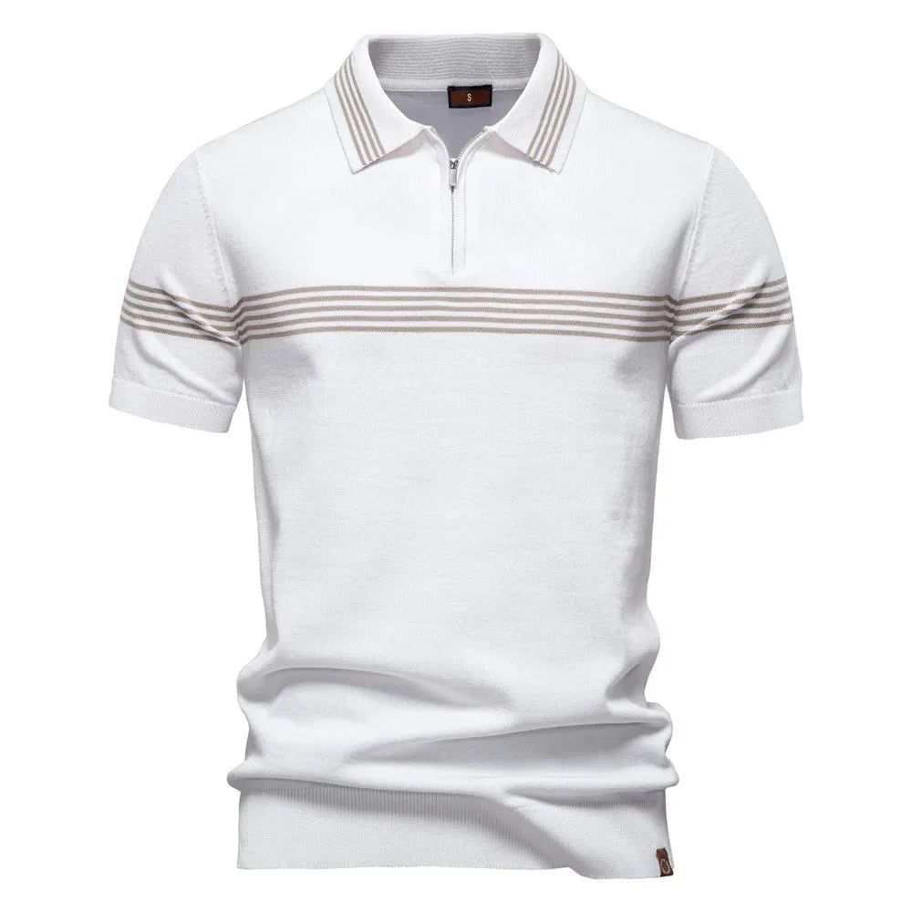 Summer New Lapel POLO Shirt Fashion Striped Men's Business Short Sleeve Top