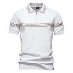 Summer New Lapel POLO Shirt Fashion Striped Men's Business Short Sleeve Top