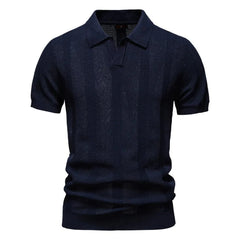 Summer New Men's Jersey Yarn Dyed Solid Hollow Short Sleeve Casual for Shirt