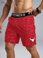 Teal Men's Geometric Fitness Shorts - Elastic Waistband & Pockets