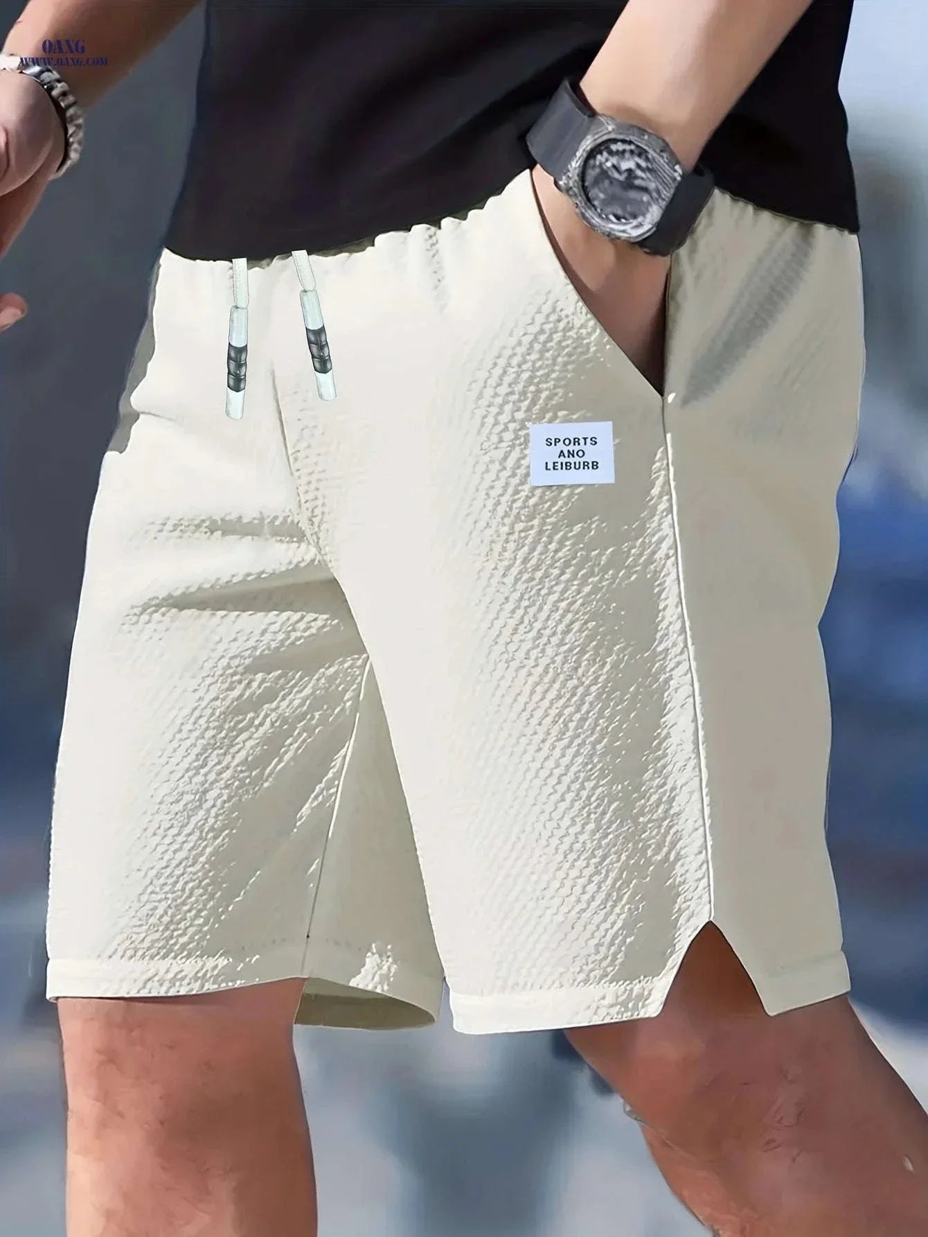 Textured Men's Casual Shorts - Lightweight, Breathable Beach Pants