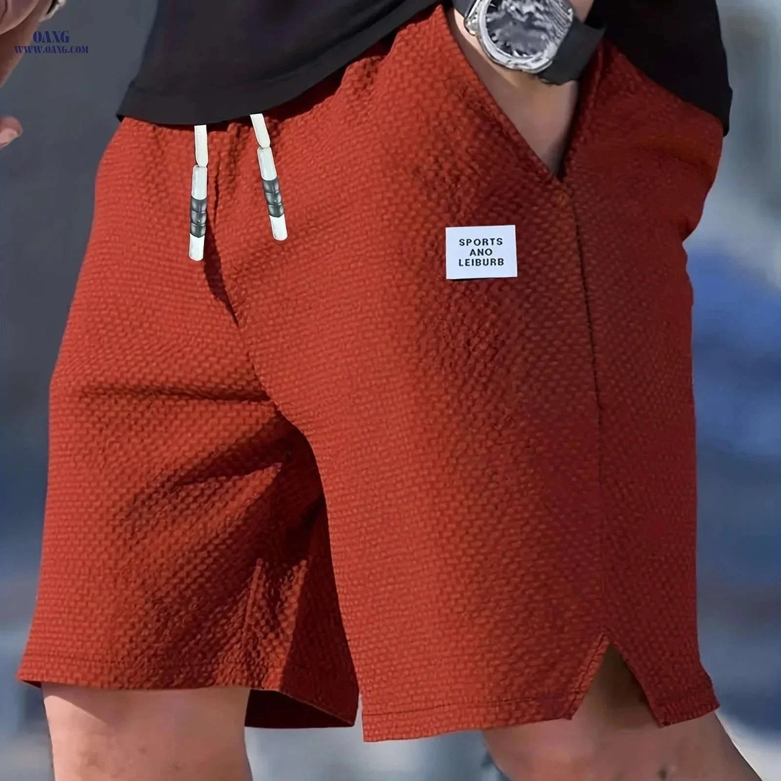 Textured Men's Casual Shorts - Lightweight, Breathable Beach Pants