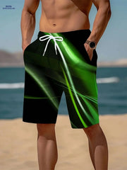 Trendy Men's Geometric Print Active Shorts - Drawstring Beach Style